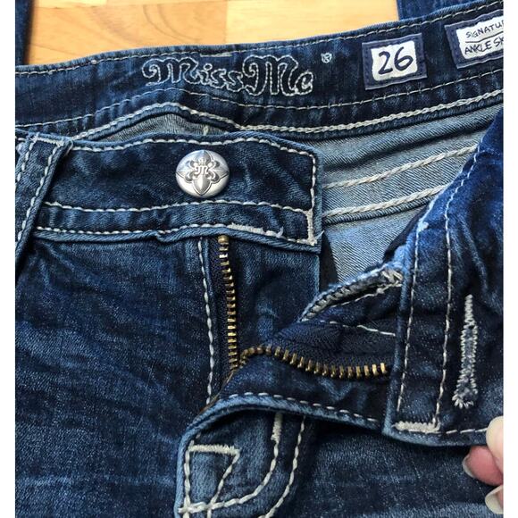 Miss Me Angel Wings Signature Ankle Skinny Stretch Blue Jeans size 26 - Picture 13 of 15